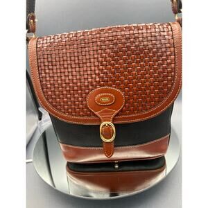 BALLY Vintage Woven Leather Flap Crossbody